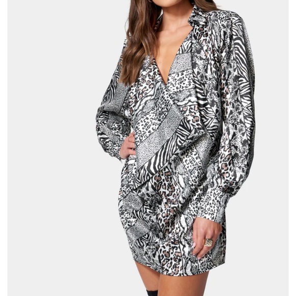 Bebe‎ Monochrome Animal Print Dress - Picture 1 of 7